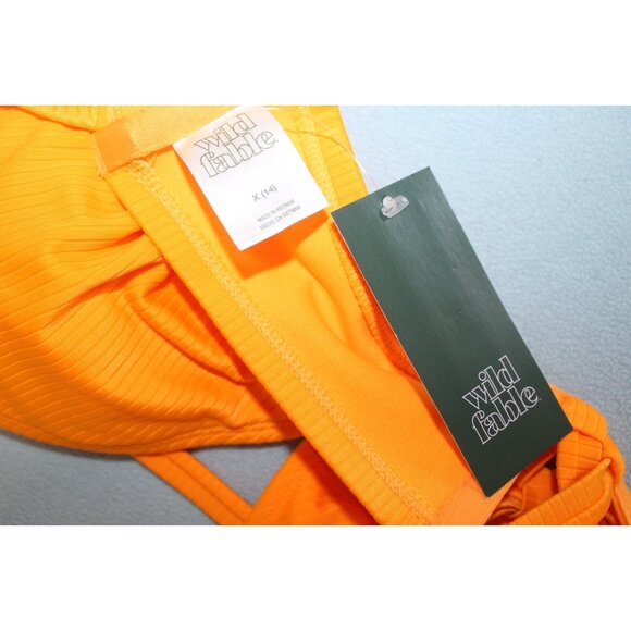 Wild Fable Womens Orange Tie Back Bikini Top 14 NWT - Picture 6 of 6